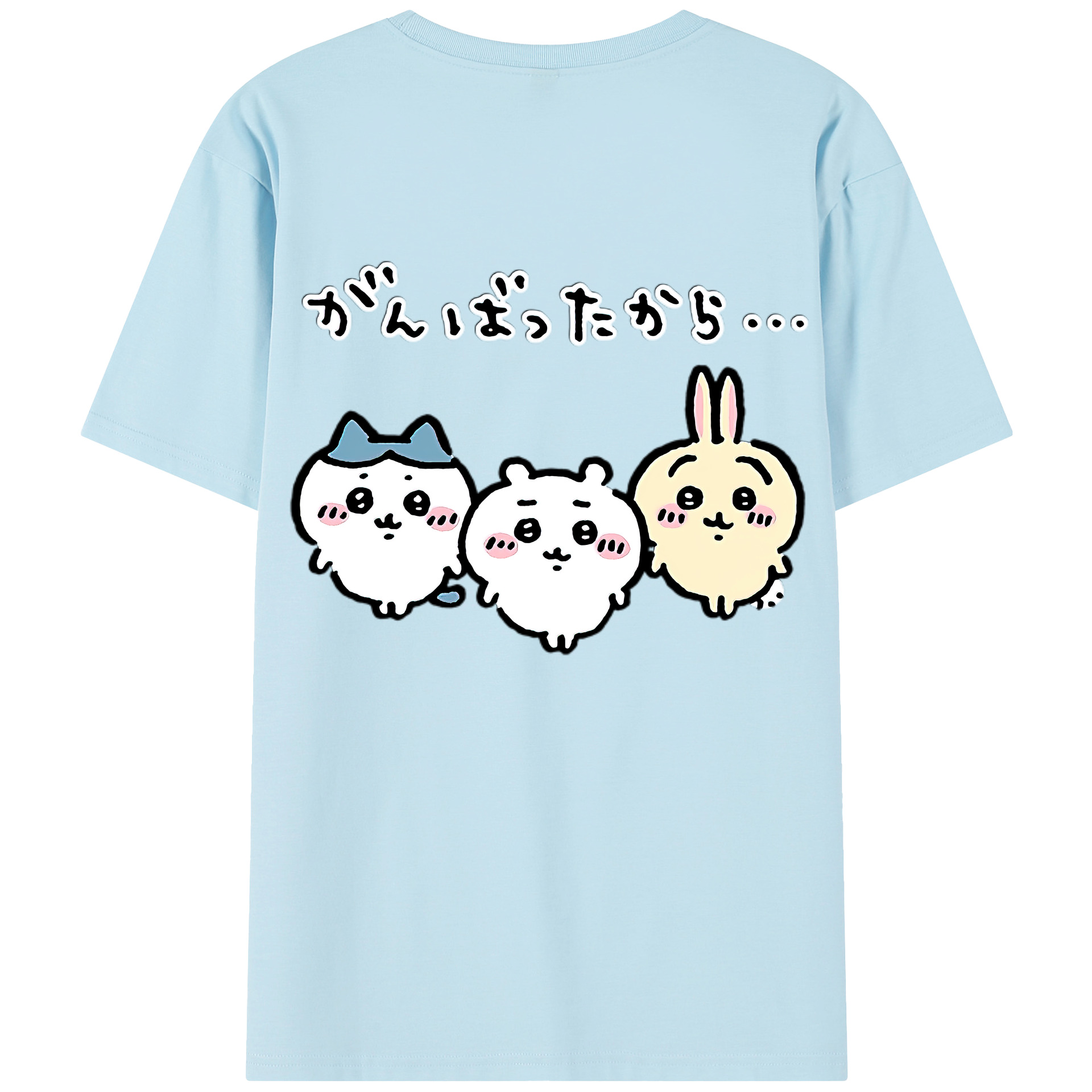 （画像用） ちいかわ ハチワレ Chii-kawa hachiware 綿100％半袖Tシャツ（背面プリント）
